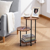 2 Tier Small Side Table Plant Stand with Storage Shelf