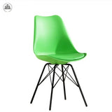 Fusion Living Soho Plastic Dinning Chair with Black Metal Legs - Green