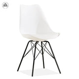 Fusion Living Soho Plastic Dinning Chair with Black Metal Legs  - White