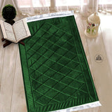 Luxury Handmade Anti-Slip Velvet Prayer Mat Green