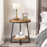 Rustic 2 Tier Round Coffee End Side Table