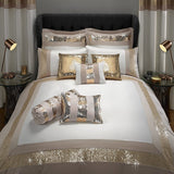 12 Pcs Beige Sequence Bridal Set (With Quilt Filling)- King Size