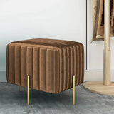 1 seater wooden stool with metal stand Quilted Brown