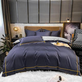 Luxury Baratta Duvet set Navy Blue With Gold Embroidery