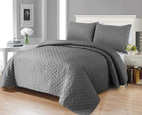 3 Pcs Cotton All Season Bedspread ultrasonic(Quilted) Grey