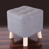 1 seater Wooden Stool Square Quilted Light Grey