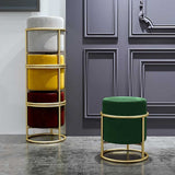 1 seater Wooden Stool Round with Steel Stand