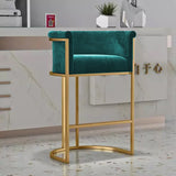 Luxury Velvet Bar Stool Chair with Golden Stand- Zinc