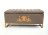 3 Seater Ottoman Storage Box With Embroidery