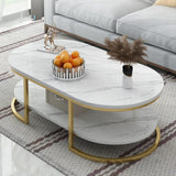 Modern  Oval Shape Uv Marble Texture Sheet Center Table