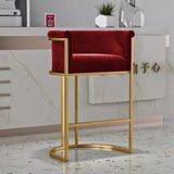 Luxury Velvet Bar Stool Chair with Golden Stand- Maroon
