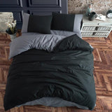 4 Pcs Winter Comforter Set Black and Grey