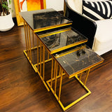 Black And Gold Coffee Accent Tables Set Of 03