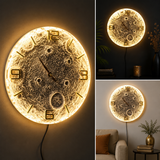 Luxury Moon LED Wall Clock – Modern 3D Lunar Design with Warm/Cool LED Light