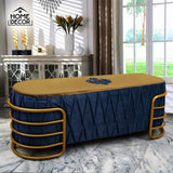 3 seater Luxury Pleated With Embroidery Stool