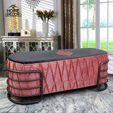 3 seater Luxury Pleated With Embroidery Stool