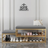 3 Seater Modern Shoe Rack Bench in Upholstered Velvet For Living Room