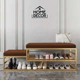 3 Seater Modern Shoe Rack Bench in Upholstered Velvet For Living Room