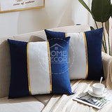 Pack of 2 Velvet Decorative Square Cushion blue & white