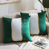 Pack of 2 Velvet Decorative Square Cushion green & white