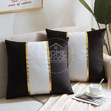 Pack of 2 Velvet Decorative Square Cushion black & white