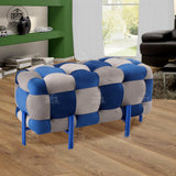 L'Oreal Grey and Navy Chess Design 2 Seater Stool