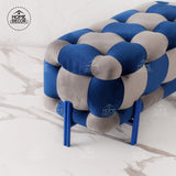 L'Oreal Grey and Navy Chess Design 2 Seater Stool