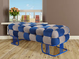 L'Oreal Chess Unique Design 3 Seater Ottoman Stool Blue and Grey