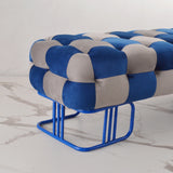 L'Oreal Chess Unique Design 3 Seater Ottoman Stool Blue and Grey