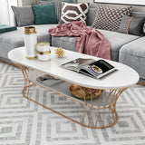 Luxury Oval 2 layer center table White