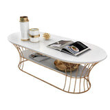 Luxury Oval 2 layer center table White