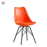 Fusion Living Soho Plastic Dinning Chair with Black Metal Legs - Orange