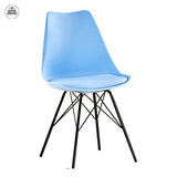 Fusion Living Soho Plastic Dinning Chair with Black Metal Legs  - Blue