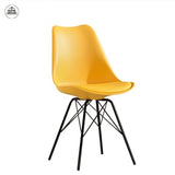 Fusion Living Soho Plastic Dinning Chair with Black Metal Legs  - Orange
