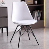 Fusion Living Soho Plastic Dinning Chair with Black Metal Legs  - White