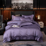 Shanowen Luxury Plain Dyed Purple 6'pcs Duvet Set