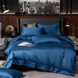 Shanowen Luxury Plain Dyed Royal Blue 6'pcs Duvet Set