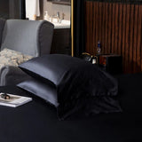 Shanowen Luxury Plain Dyed Sulfee Black 6'pcs Duvet Set