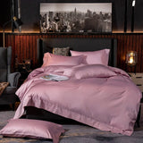 Shanowen Luxury Plain Dyed Pink 6'pcs Duvet Set