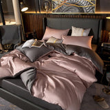Brata Stich Embroidery Duvet Set - Peach and Charcoal