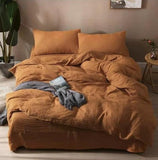 4 Pcs Plain Dyed Winter Comforter Set Camel