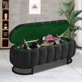 Luxury Quilted Velvet 3 Seater Ottoman Storage Box With Black Stand