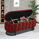 Luxury Quilted Velvet 3 Seater Ottoman Storage Box With Black Stand
