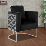 Modern Floral Velvet Living Room Chair Silver