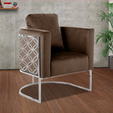 Modern Floral Velvet Living Room Chair Silver