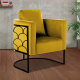 Modern Petal Velvet Living Room Chair Black