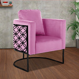 Modern Floral Velvet Living Room Chair Black