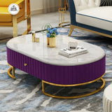 Luxury Velvet center table with Drawer White Sheet