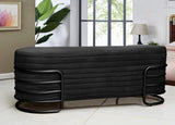 3 Seater Premium pleated Luxury Wooden Stool With Black Metal Stand