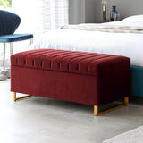 3 Seater Rectangular Ottoman Storage Box Maroon